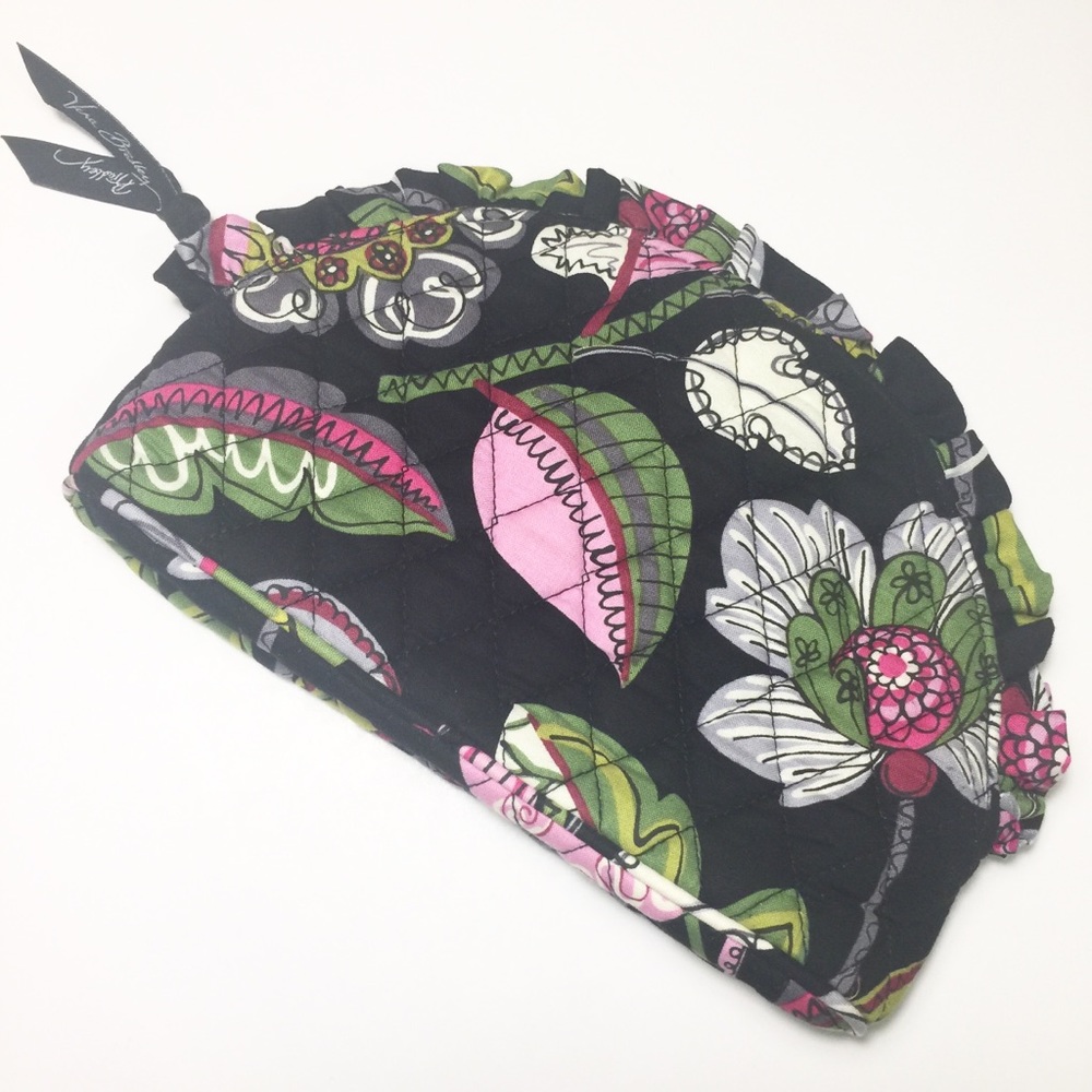 Vera Bradley Cosmetics Bag Black Floral Ruffles